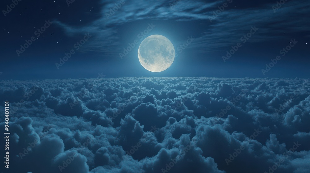 Full moon visible through the clouds Full moon visible through the clouds
