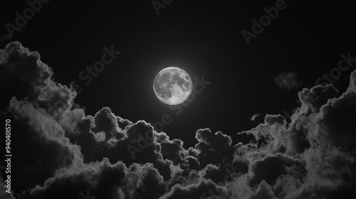 Full moon visible through the clouds
