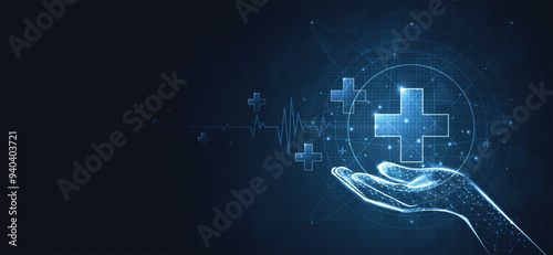 Hand holding icon for the healthcare medical icon. health insurance health concept. health insurance business for hospital. medical network connection. vector.