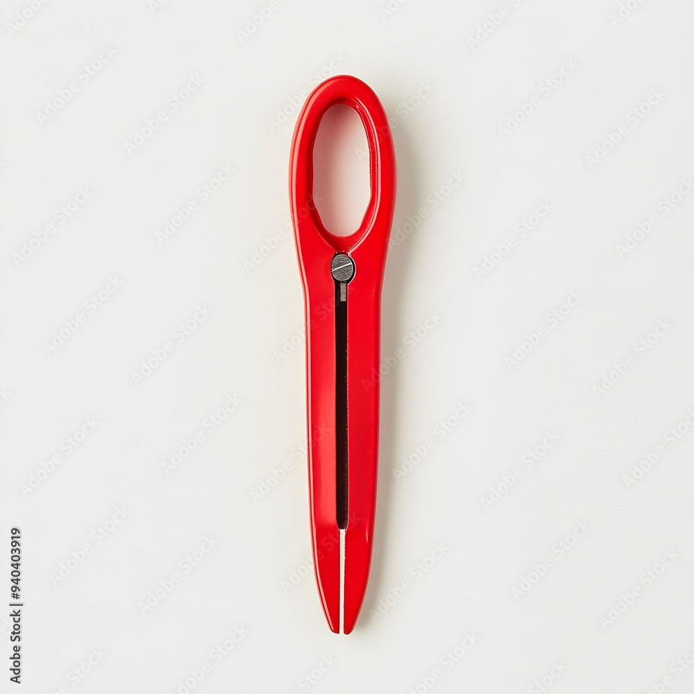 Centered Red Hole Punch a Classic Office Tool Isolated on a Light Minimalist Background Showcasing a Conceptual and Abstract Design