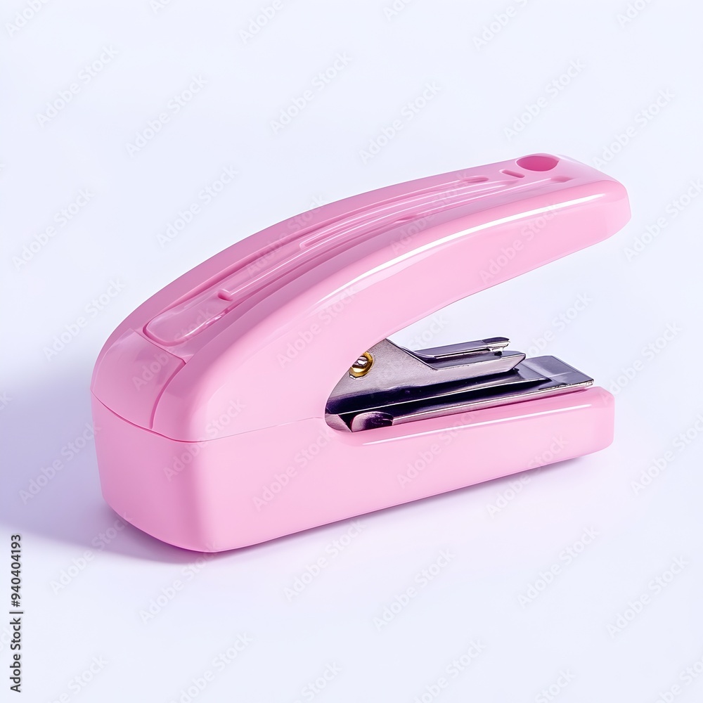 Vibrant Pink Stapler Remover Centered on Clean White Background Showcasing a Simple and Minimalist Office Accessory Design Vibrant Pink Stapler Remover Centered on Clean White Background Showcasing a Simple and Minimalist Office Accessory Design