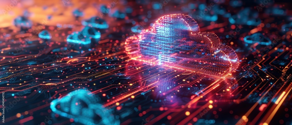 Futuristic Hologram of Secure Cloud Network with Protected Data Transfer Technology Futuristic Hologram of Secure Cloud Network with Protected Data Transfer Technology