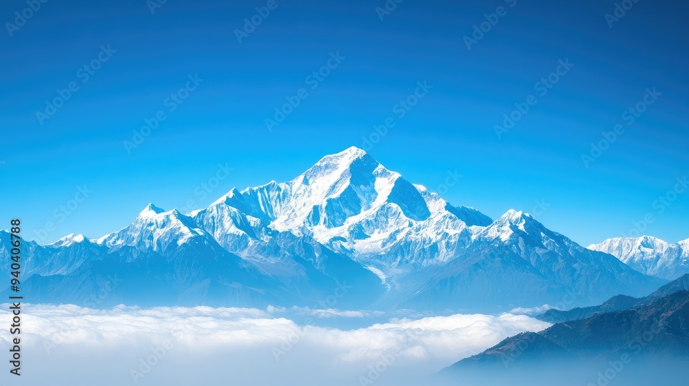 Majestic mountains under clear skies Majestic mountains under clear skies