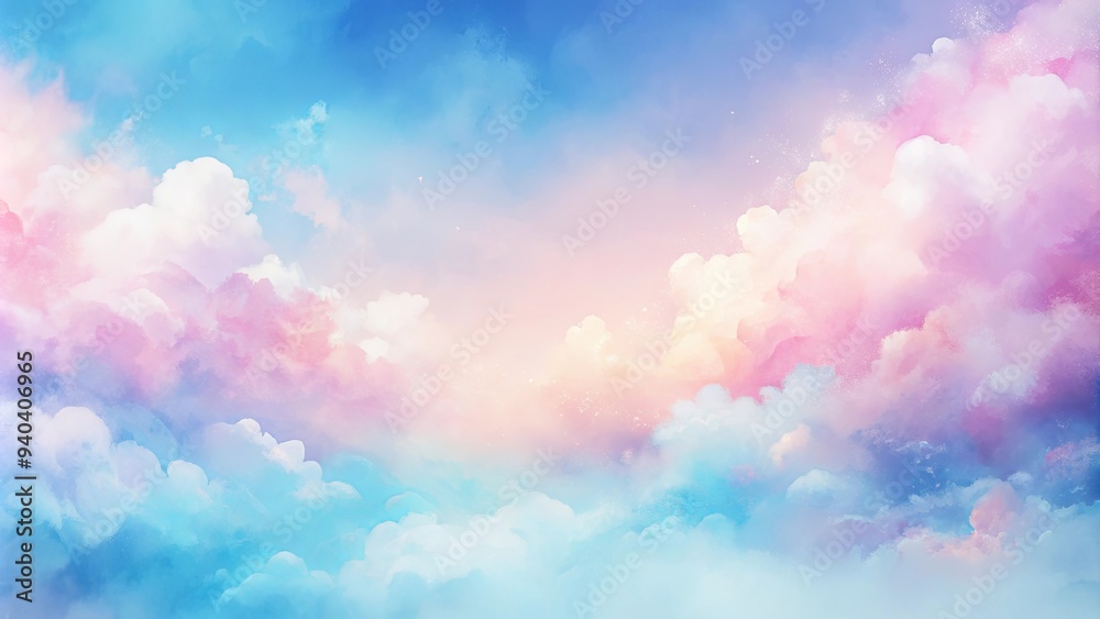 Abstract pastel watercolor background with blue sky and pink hues, abstract, pastel, watercolor, background, blue sky, pink, painted