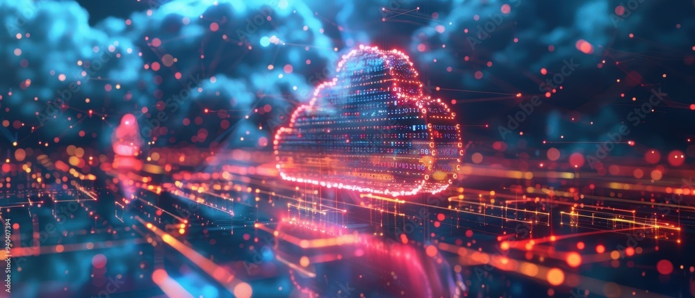 Futuristic Cloud Computing Network in Hologram with High- Digital Connections Futuristic Cloud Computing Network in Hologram with High- Digital Connections