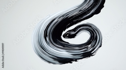 Traditional Chinese brushstroke snake illustration for Year of 2025