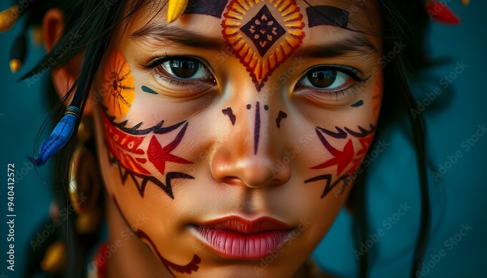 Vibrant Painted Face - Expression of Creativity and Diversity Vibrant Painted Face - Expression of Creativity and Diversity