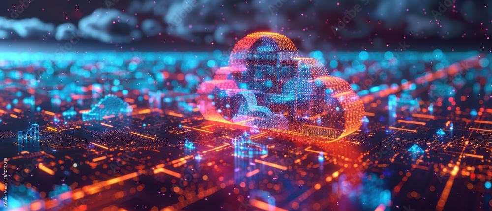 Futuristic Cloud Computing Infrastructure Visualization Futuristic Cloud Computing Infrastructure Visualization
