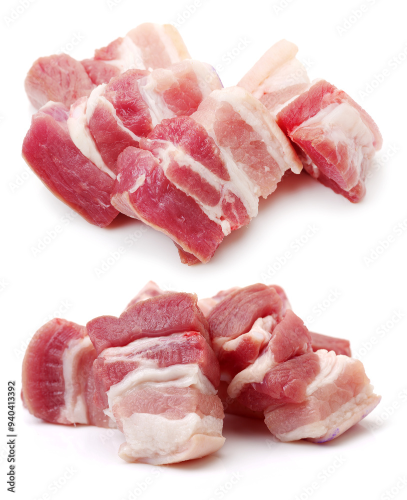 Pork belly on white background