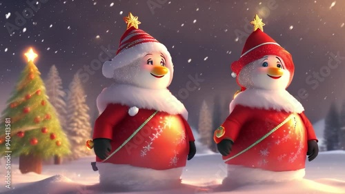 santa claus and snowman ,generative ai