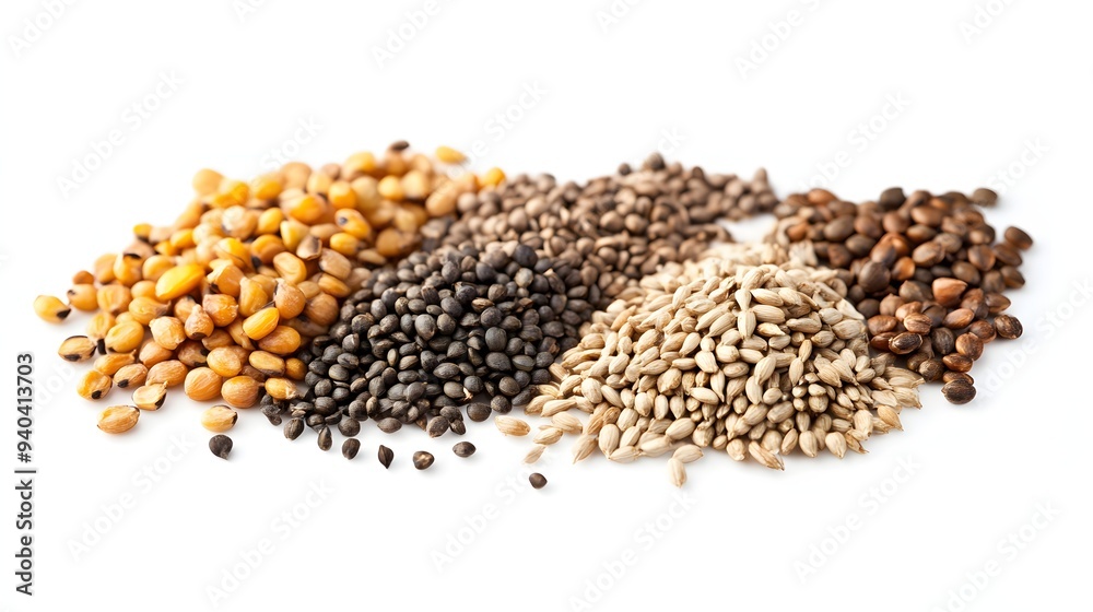 77. A few garden vegetable seeds isolated on a white background 77. A few garden vegetable seeds isolated on a white background