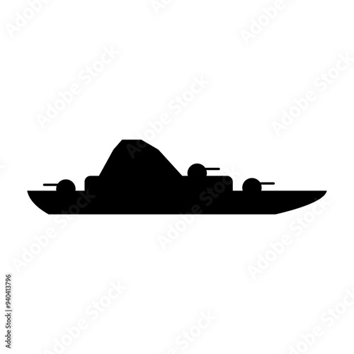 Warship icon on white background. Vector illustration.