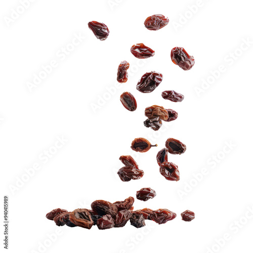 Falling Raisins isolate on transparency background photo