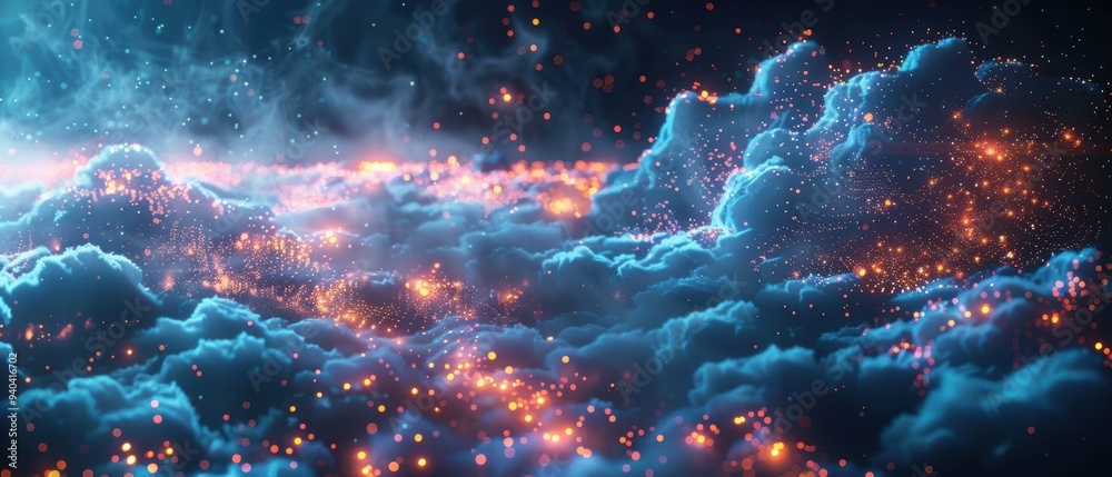 Futuristic Cloud Computing Network Concept in High-Quality Hologram Projection Futuristic Cloud Computing Network Concept in High-Quality Hologram Projection