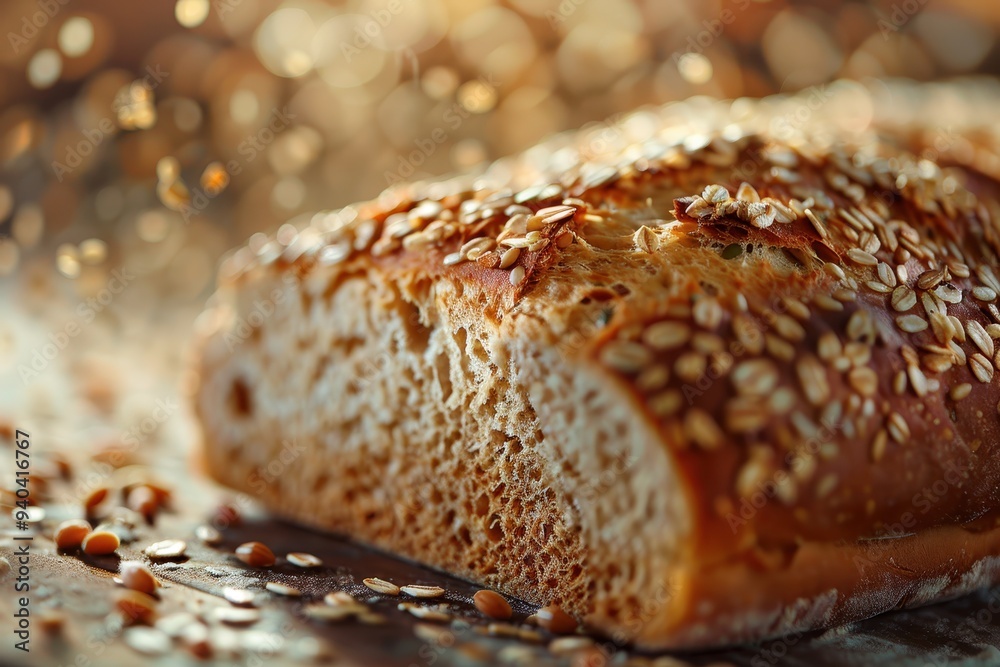 Close Up of Freshly Baked Bread with Seeds Close Up of Freshly Baked Bread with Seeds