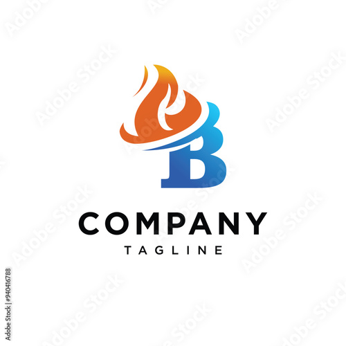 Letter B Flame logo icon vector