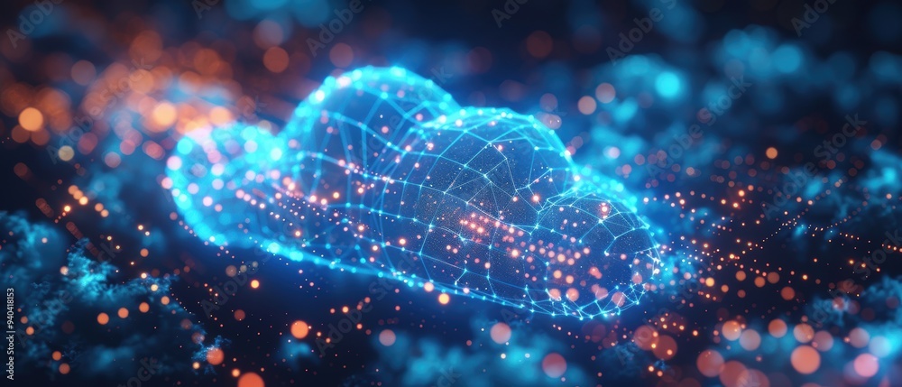 Futuristic Hologram Displaying Digital Cloud Network in High Definition Futuristic Hologram Displaying Digital Cloud Network in High Definition