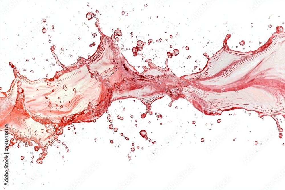 Dynamic splash of red liquid on white background capturing movement and fluidity. Ideal for creative designs, backgrounds, and advertisements. Dynamic splash of red liquid on white background capturing movement and fluidity. Ideal for creative designs, backgrounds, and advertisements.