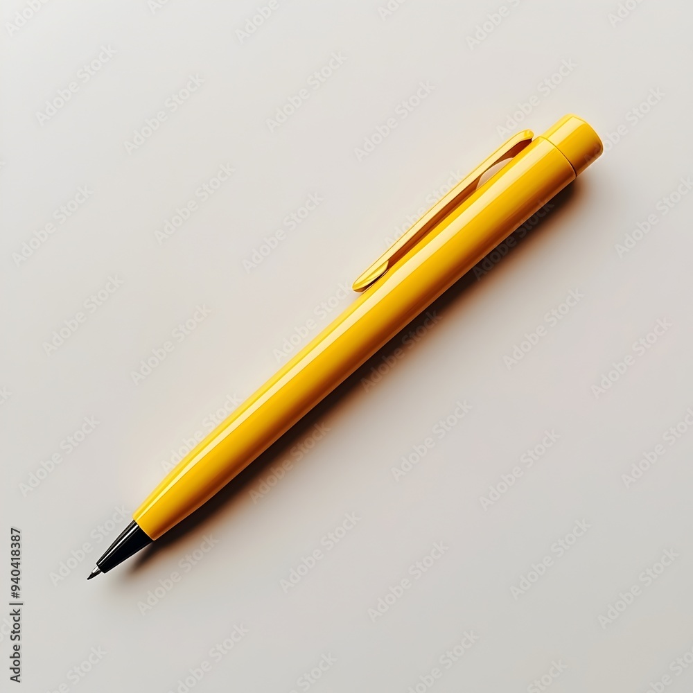 Sleek yellow pen holder lying flat and centered on a light colored minimalist surface The simple elegant design showcases the office supply in a clean organized and modern composition Sleek yellow pen holder lying flat and centered on a light colored minimalist surface The simple elegant design showcases the office supply in a clean organized and modern composition