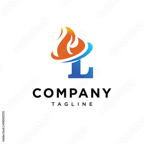 Letter L Flame logo icon vector