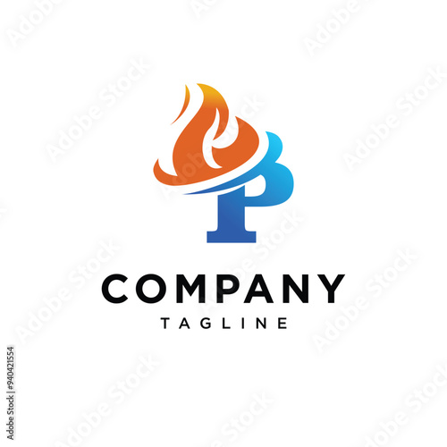 Letter P Flame logo icon vector