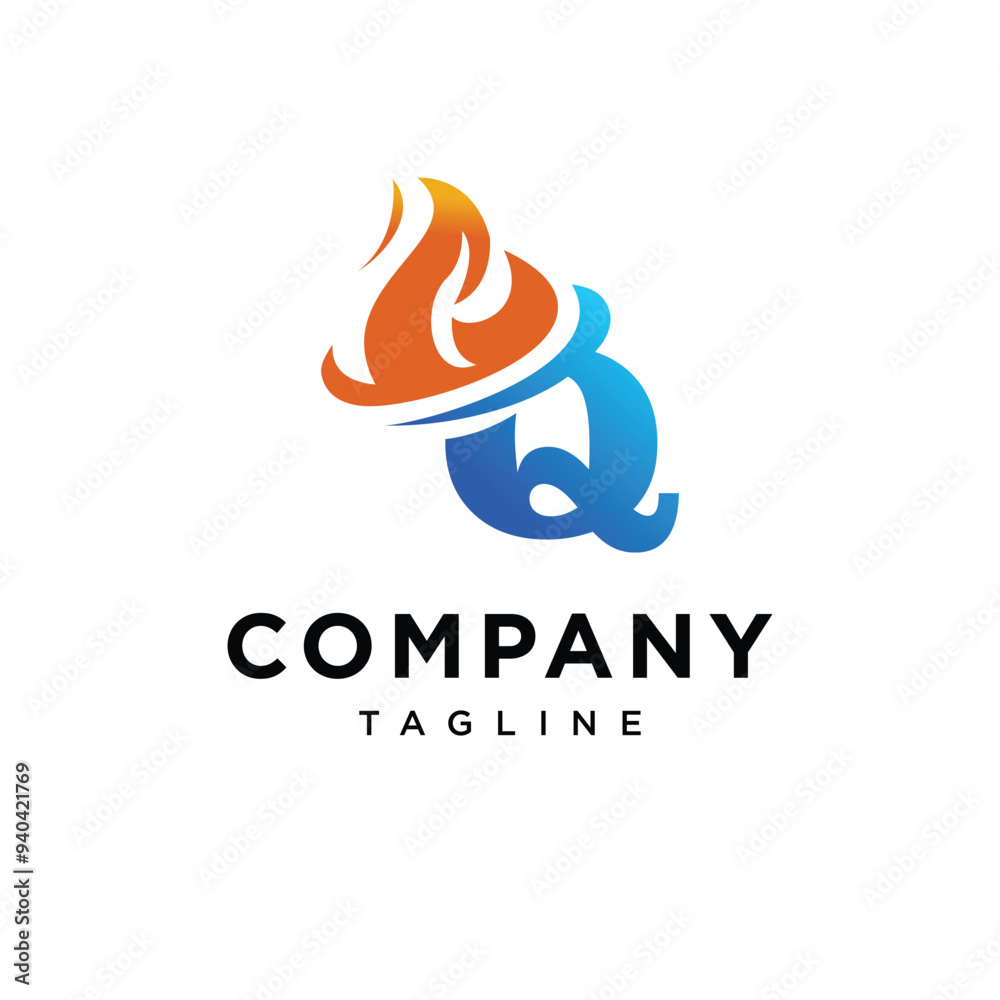 Letter Q Flame logo icon vector Letter Q Flame logo icon vector