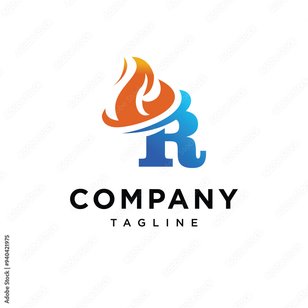 Obraz premium Letter R Flame logo icon vector