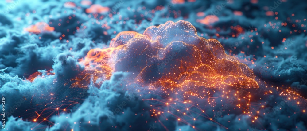 Futuristic Holographic Cloud Computing Network with Digital Nodes and Paths Futuristic Holographic Cloud Computing Network with Digital Nodes and Paths