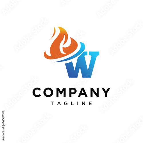 Letter W Flame logo icon vector