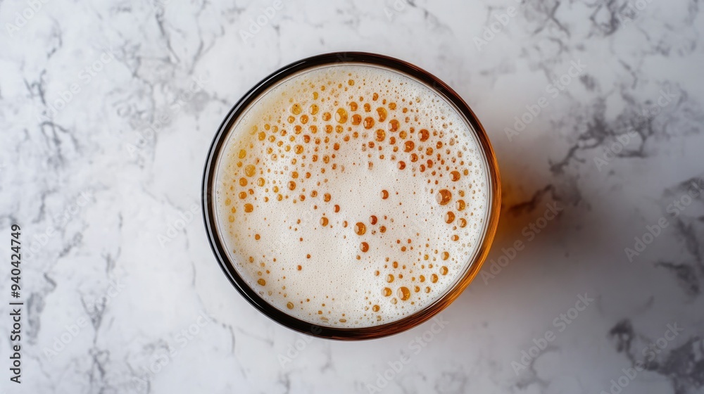 Top view of a Czech pint of Pilsner beer with foam, arranged with room for copy on a plain backdrop. Top view of a Czech pint of Pilsner beer with foam, arranged with room for copy on a plain backdrop.