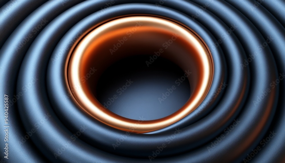 Abstract Circular Pattern with Blue and Gold Curved Shapes
