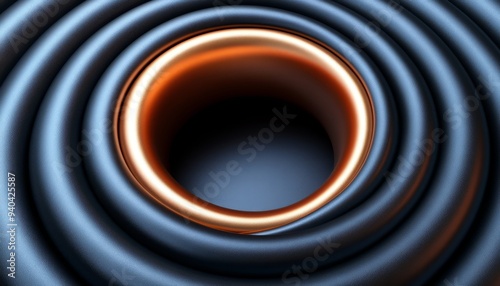 Abstract Circular Pattern with Blue and Gold Curved Shapes