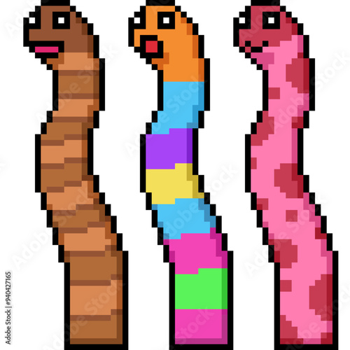 pixel art of earth worm friend