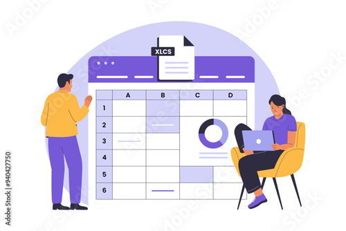 Spreadsheets illustration concept. Illustration for websites, landing pages, mobile applications, posters and banners. Trendy flat vector illustration