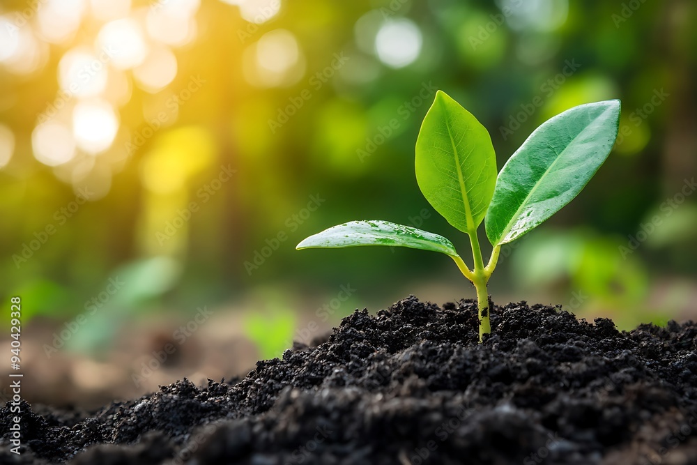 New Life: A Single Sprout Emerging from the Soil