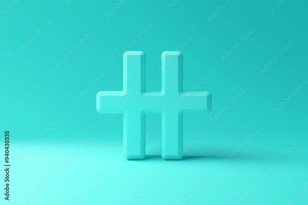 Obraz premium 3D Logo of Digital Media Featuring a Hashtag Icon Isolated on a Modern Background