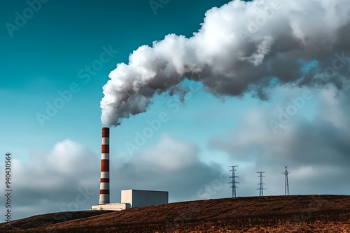 Smoke Stack Emitting Pollution Against a Blue Sky