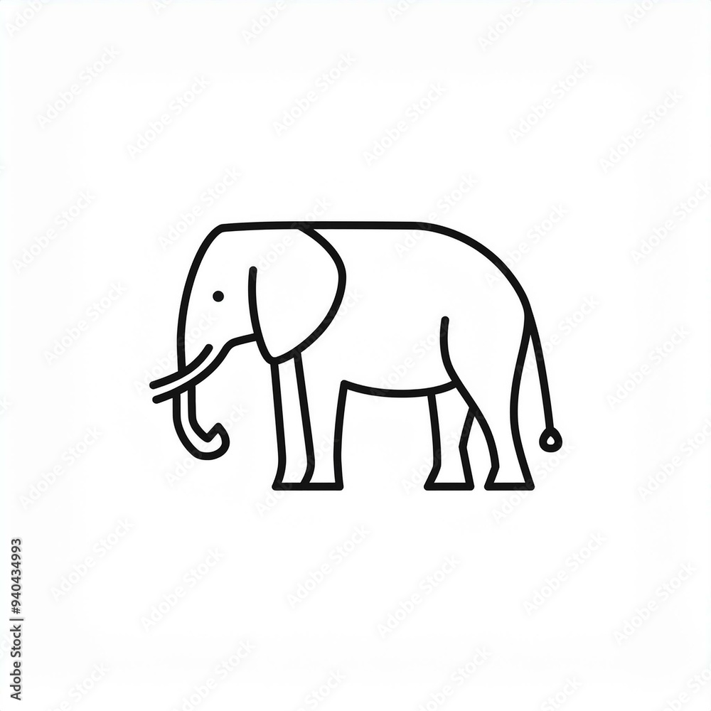 Fototapeta premium elephant illustration black icon isolated on white