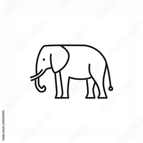 elephant illustration black icon isolated on white