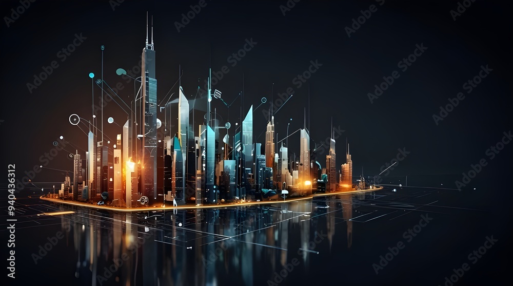A business professional holding a tablet with a smart device concept in a stylized digital art composition. generative.ai A business professional holding a tablet with a smart device concept in a stylized digital art composition. generative.ai