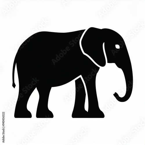 elephant illustration black icon isolated on white