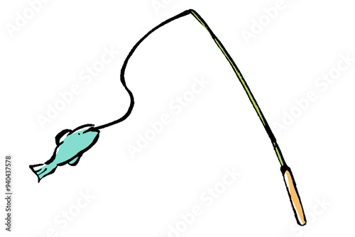 筆タッチの釣りのイラスト