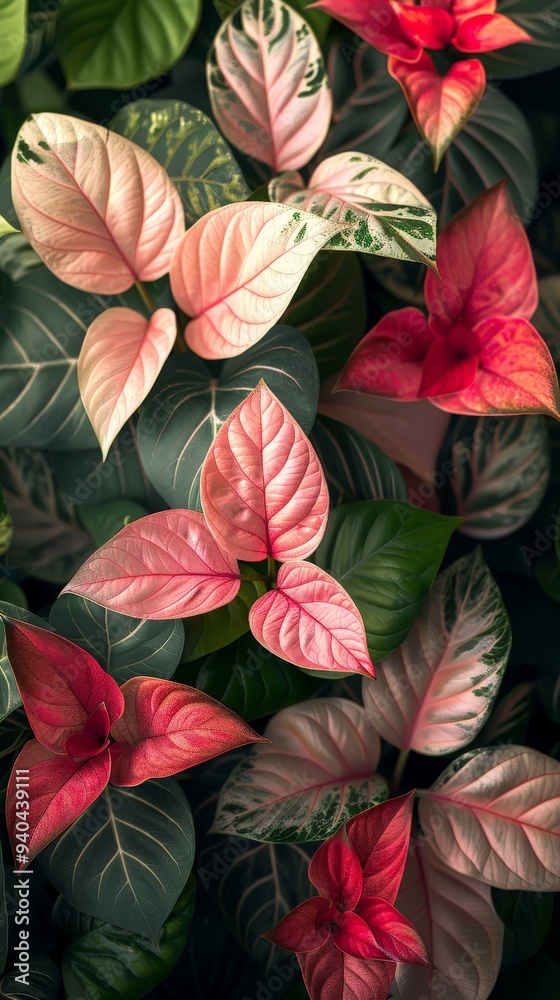 custom made wallpaper toronto digitalVibrant tropical leaves in shades of green, white and pink captured in incredible details.