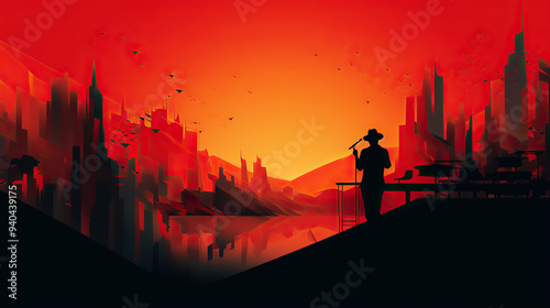 generated illustration abstract International world jazz day poster design