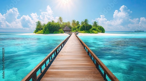 Wooden Bridge to a Tropical Island