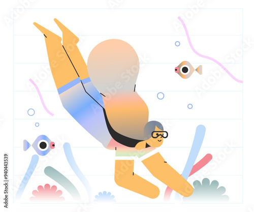 A person is swimming in the water