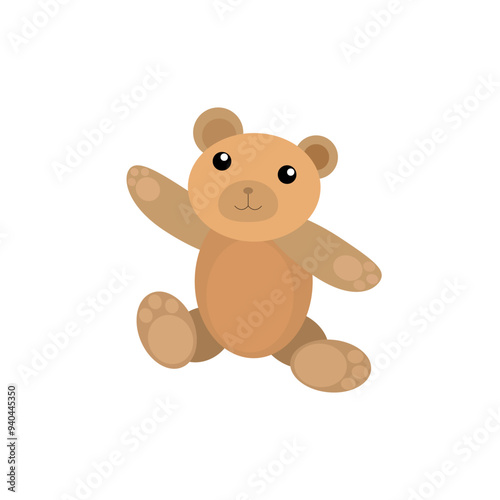 Brown teddy bear baby toy Vector illustration isolated on transparent background.PNG format