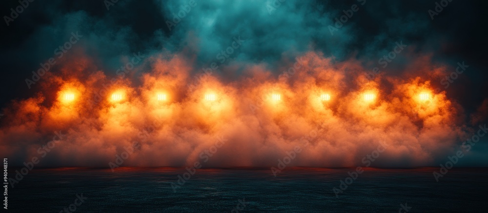 Mysterious Orange and Blue Fog with Lights Mysterious Orange and Blue Fog with Lights