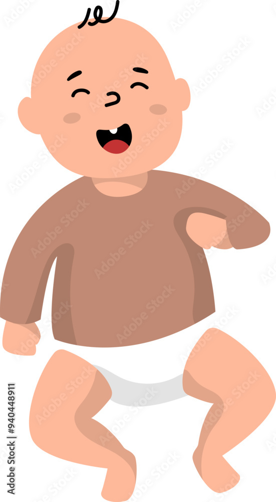 Vector Illustration of Baby Boy Laughing with One Tooth Vector Illustration of Baby Boy Laughing with One Tooth