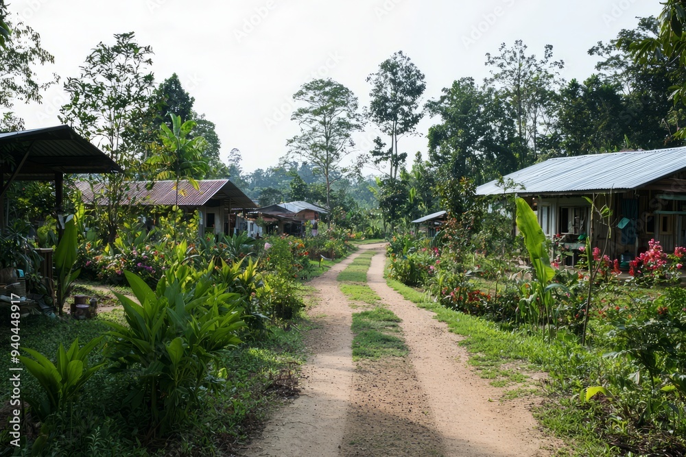 A peaceful rural village where people from different cultural backgrounds are living and working together A peaceful rural village where people from different cultural backgrounds are living and working together